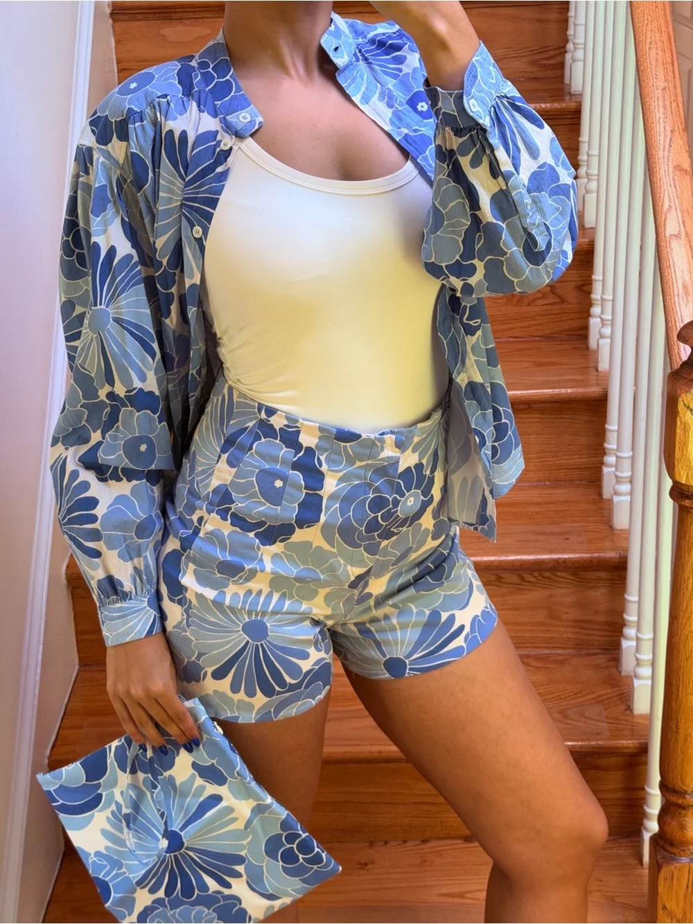 Zara 3-Piece Cotton Blue Floral Set